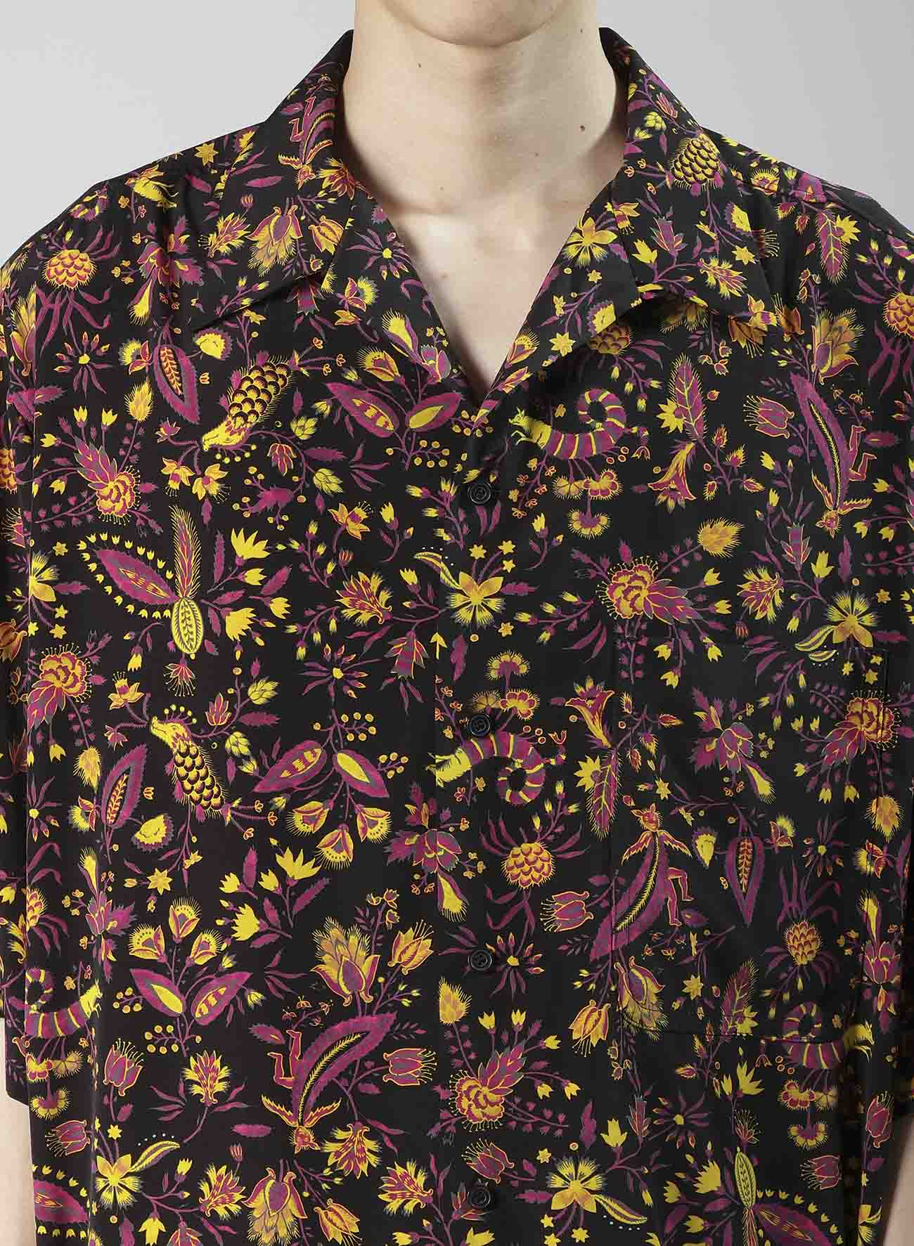 FLOWER PRINT OPEN COLLAR SHIRT