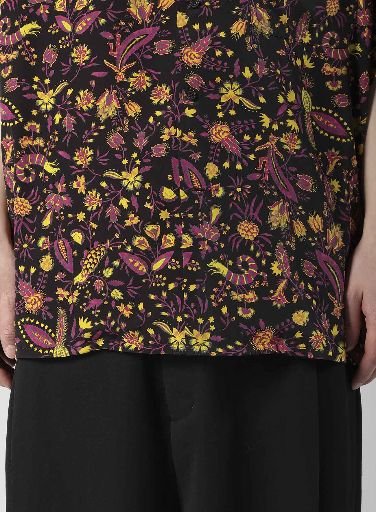 FLOWER PRINT OPEN COLLAR SHIRT