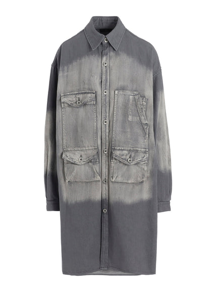 SPOTTED DENIM BIG GOWN BLOUSE