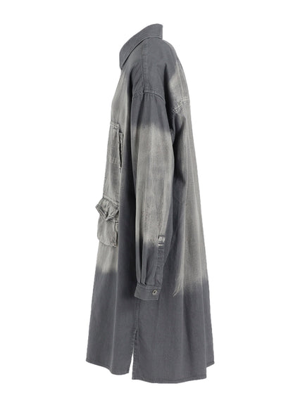 SPOTTED DENIM BIG GOWN BLOUSE
