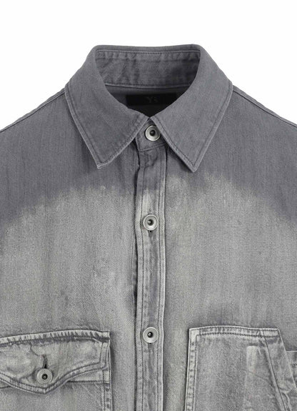 SPOTTED DENIM BIG GOWN BLOUSE