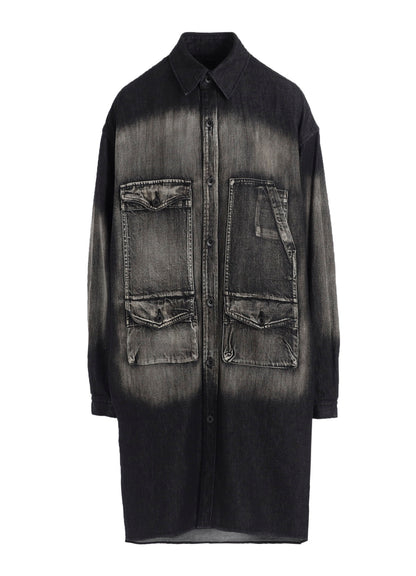 SPOTTED DENIM BIG GOWN BLOUSE