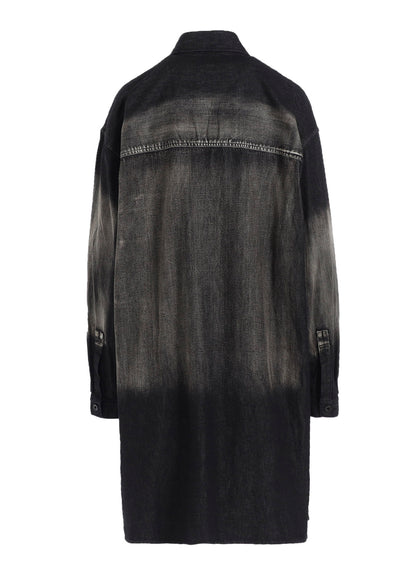 SPOTTED DENIM BIG GOWN BLOUSE
