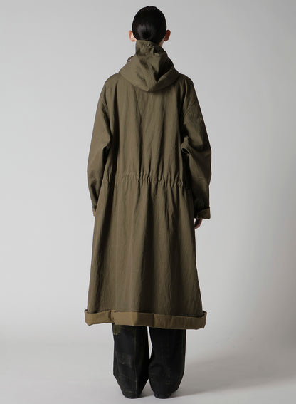 COTTON NYLON GABARDINE MILITARY COAT