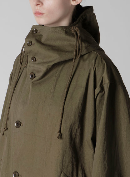 COTTON NYLON GABARDINE MILITARY COAT
