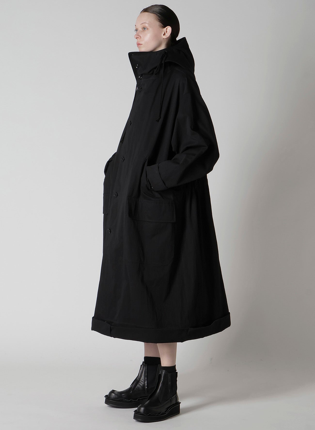 COTTON NYLON GABARDINE MILITARY COAT