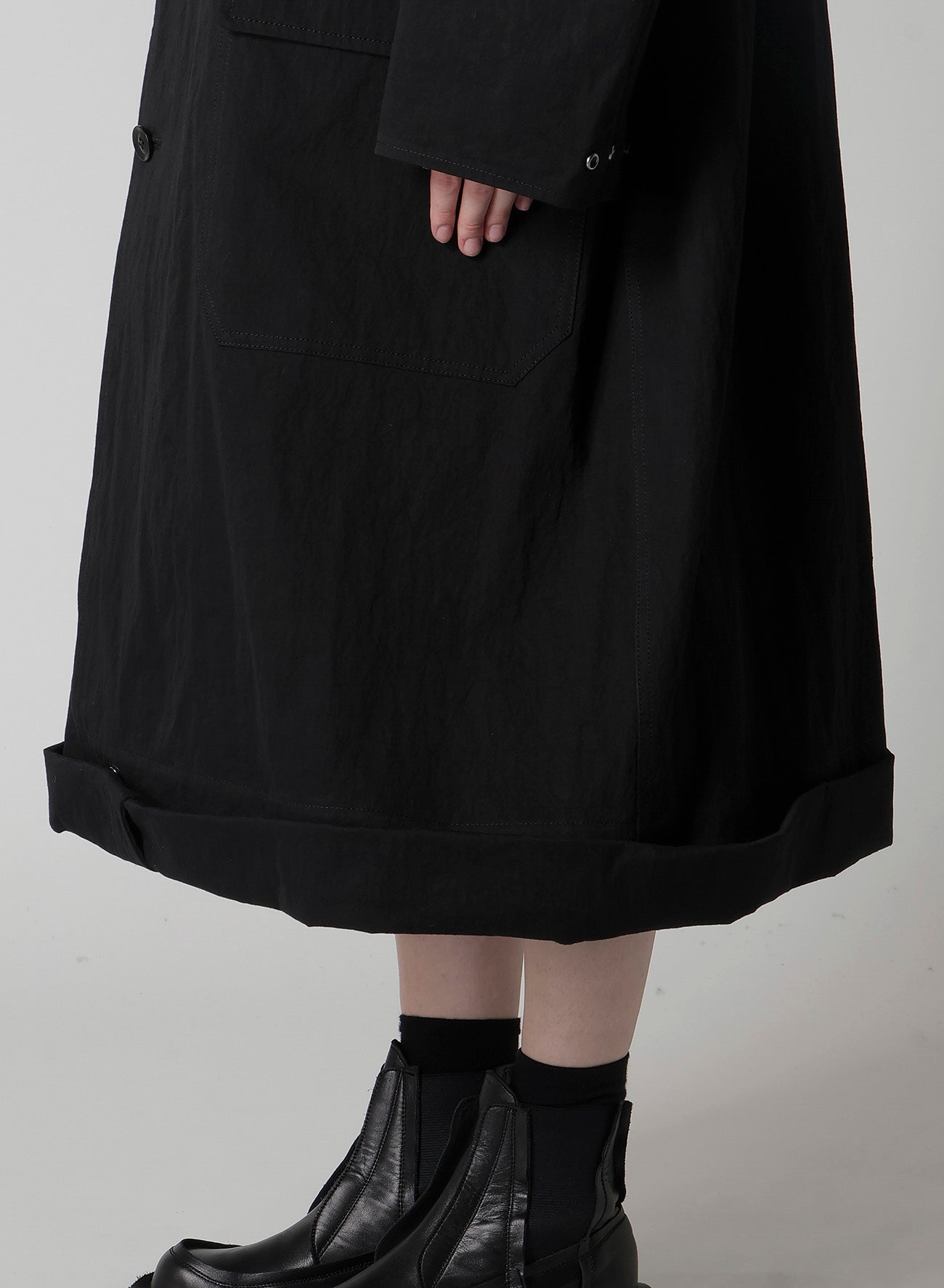 COTTON NYLON GABARDINE MILITARY COAT