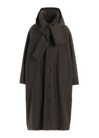 COTTON/FLAX MOLESKIN DETACHABLE HOODIE COAT