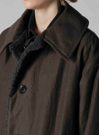 COTTON/FLAX MOLESKIN DETACHABLE HOODIE COAT