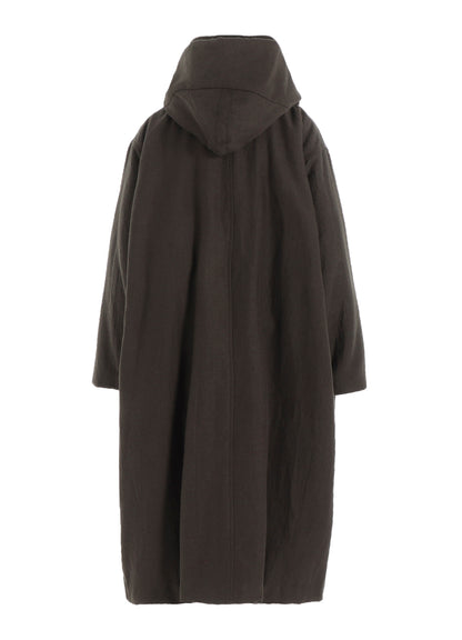 COTTON/FLAX MOLESKIN DETACHABLE HOODIE COAT
