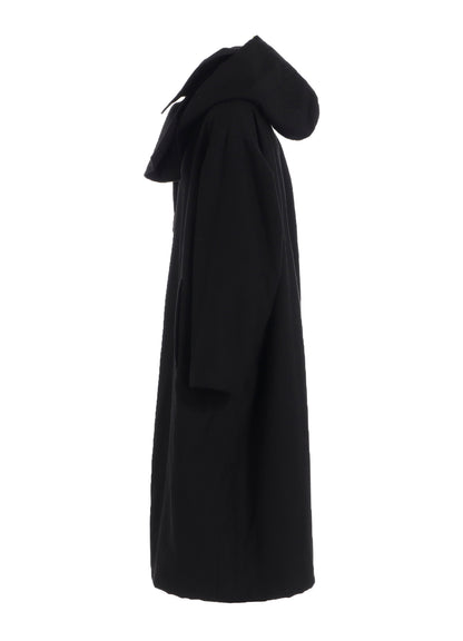 COTTON/FLAX MOLESKIN DETACHABLE HOODIE COAT