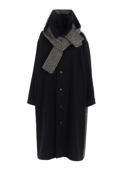BIG HERRINGBONE DETACHABLE HOODIE COAT
