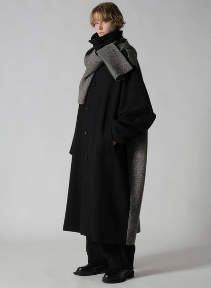 BIG HERRINGBONE DETACHABLE HOODIE COAT