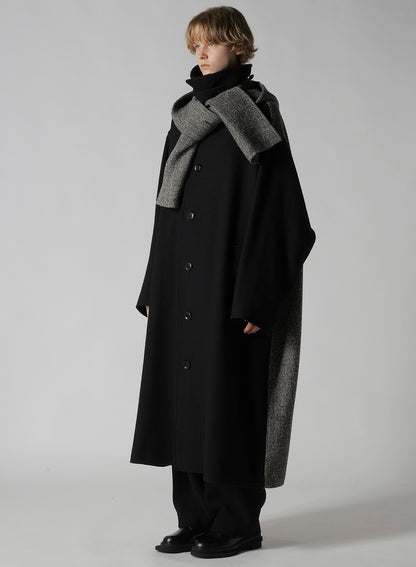 BIG HERRINGBONE DETACHABLE HOODIE COAT