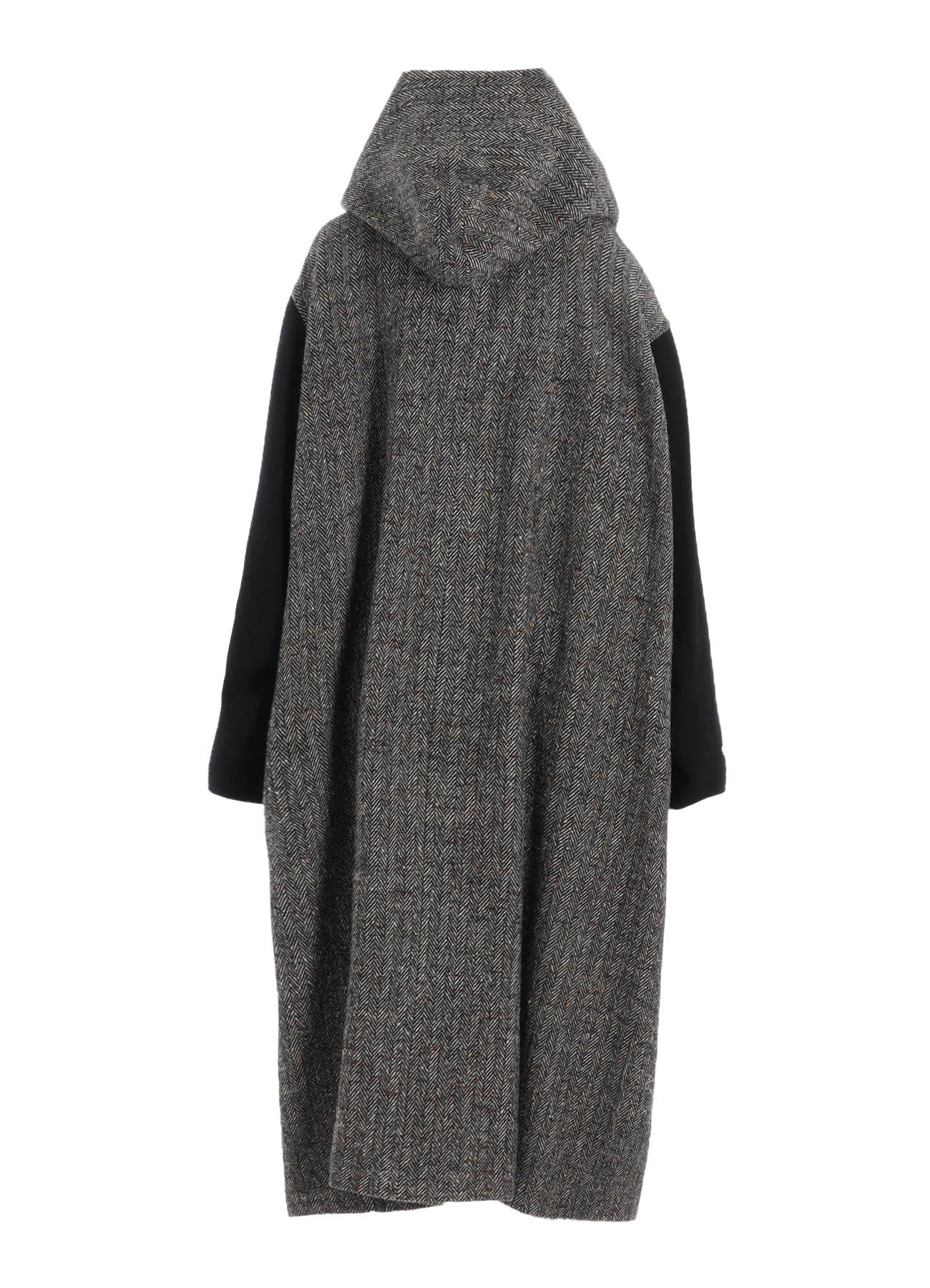 BIG HERRINGBONE DETACHABLE HOODIE COAT