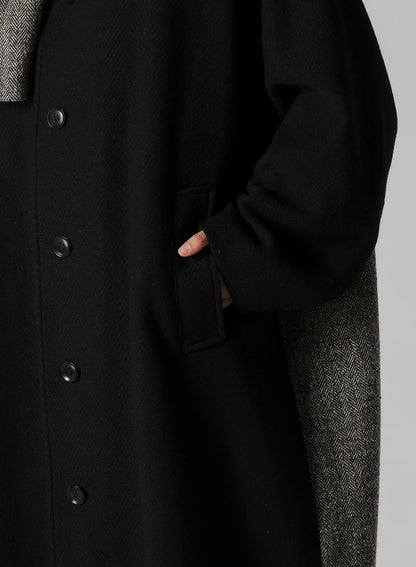 BIG HERRINGBONE DETACHABLE HOODIE COAT
