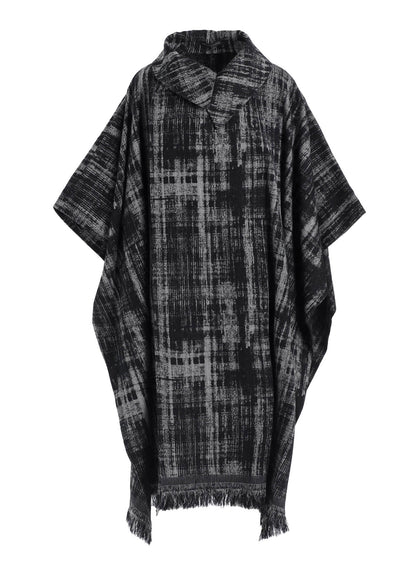 FADED PLAID JACQUARD CLOAK