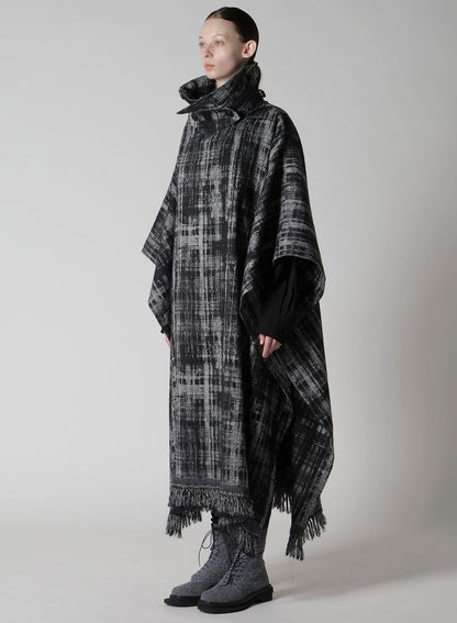FADED PLAID JACQUARD CLOAK