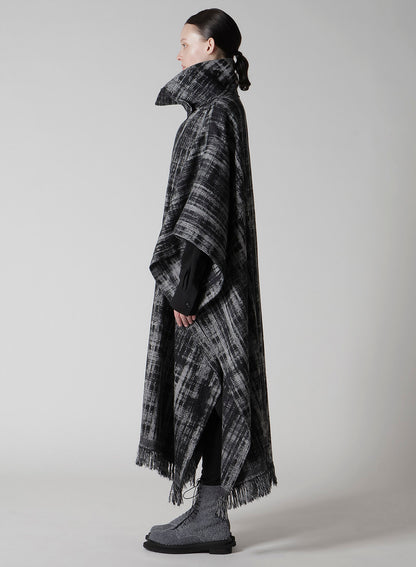 FADED PLAID JACQUARD CLOAK