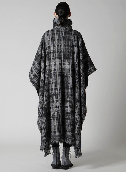 FADED PLAID JACQUARD CLOAK