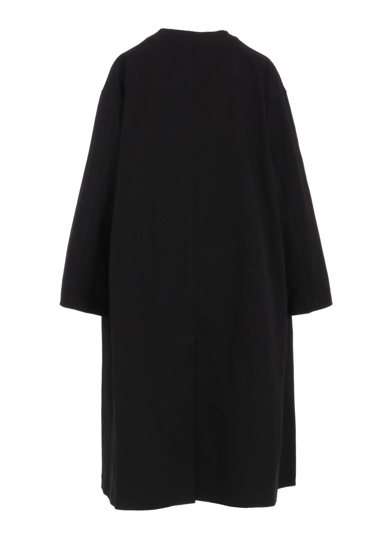 COTTON NYLON GABARDINE COLLARLESS COAT