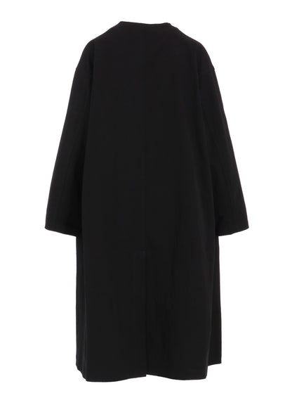 COTTON NYLON GABARDINE COLLARLESS COAT