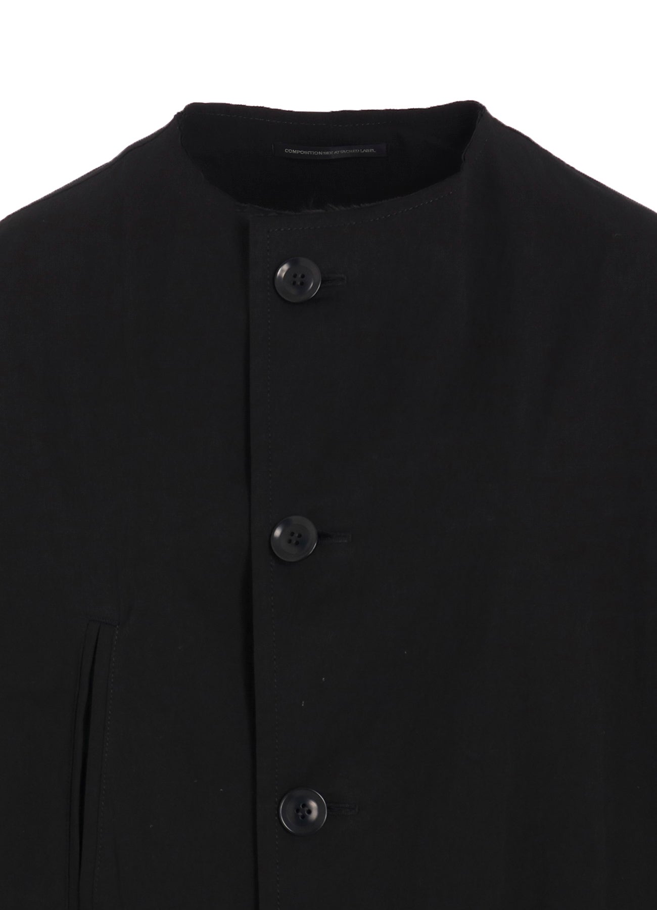 COTTON NYLON GABARDINE COLLARLESS COAT