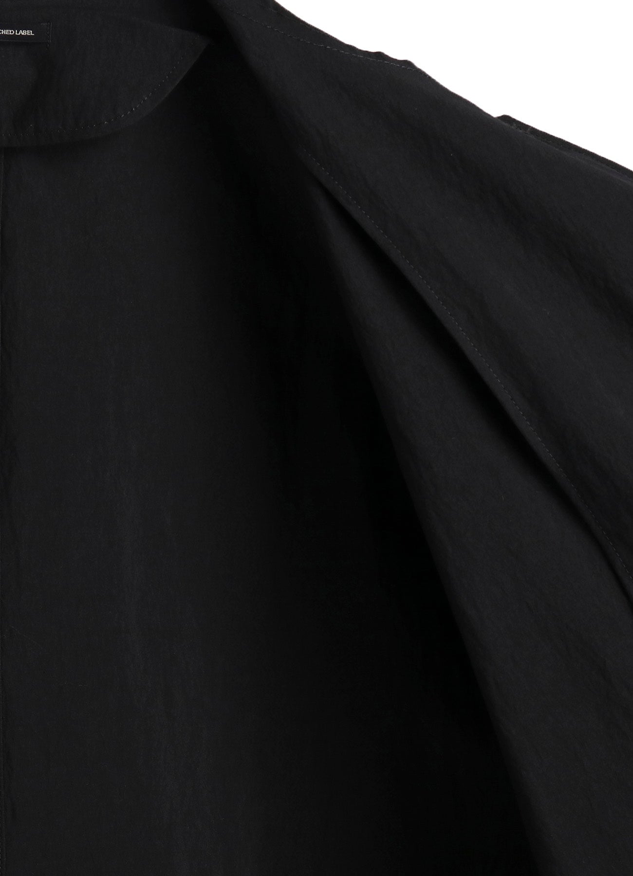 COTTON NYLON GABARDINE COLLARLESS COAT