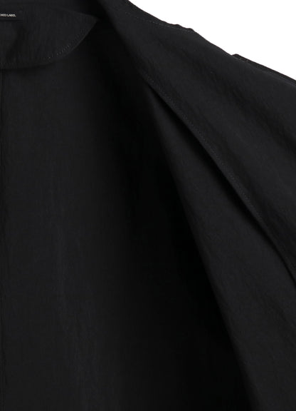 COTTON NYLON GABARDINE COLLARLESS COAT