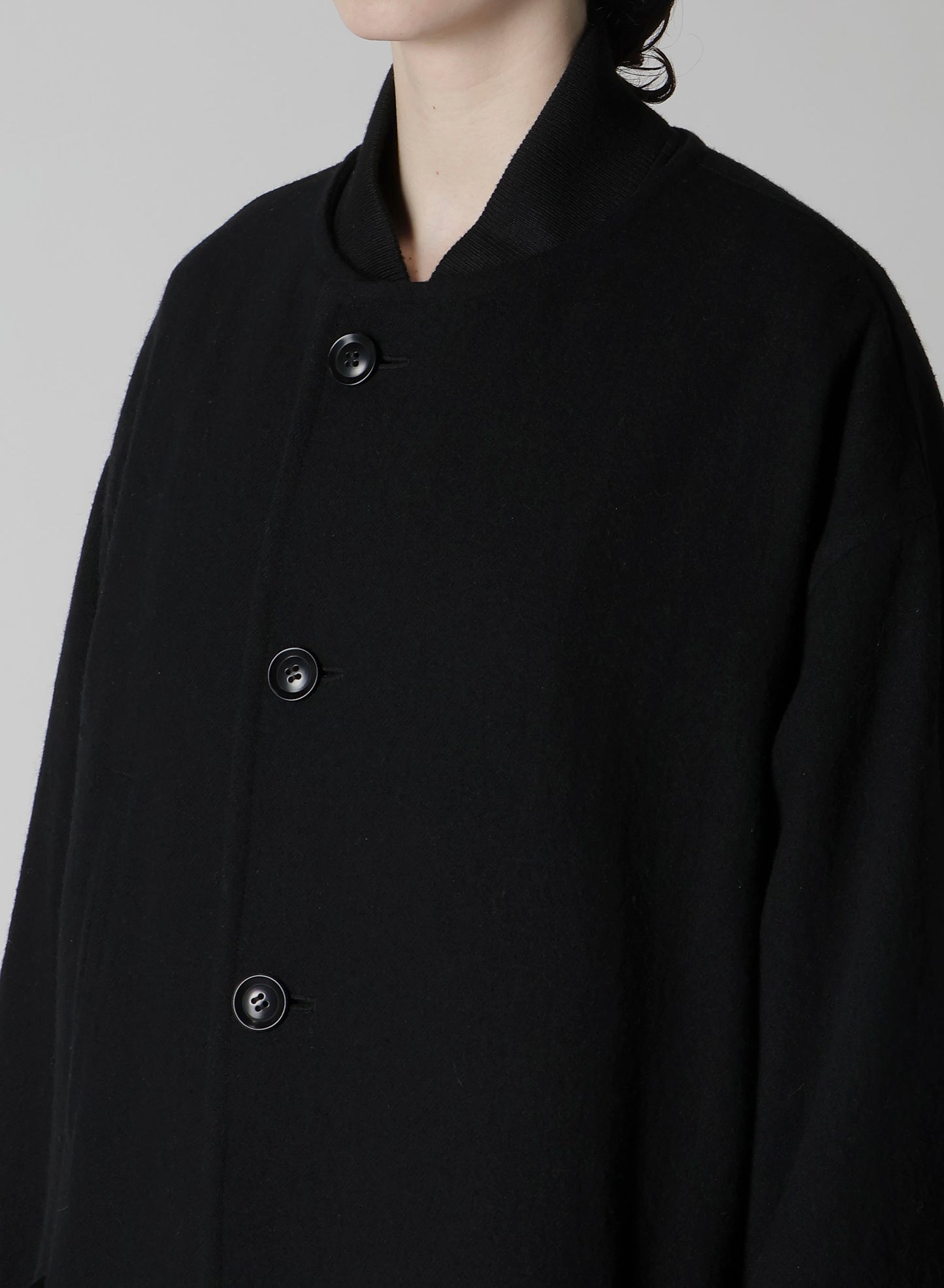 TOP VINTAGE FLANNEL COLLARLESS COAT