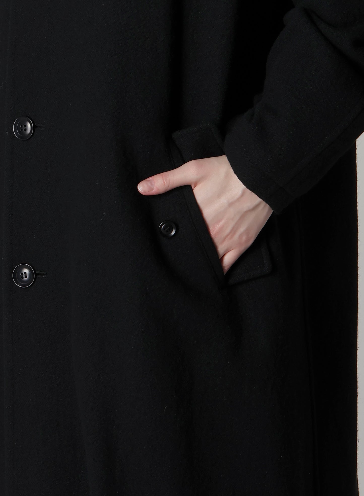 TOP VINTAGE FLANNEL COLLARLESS COAT
