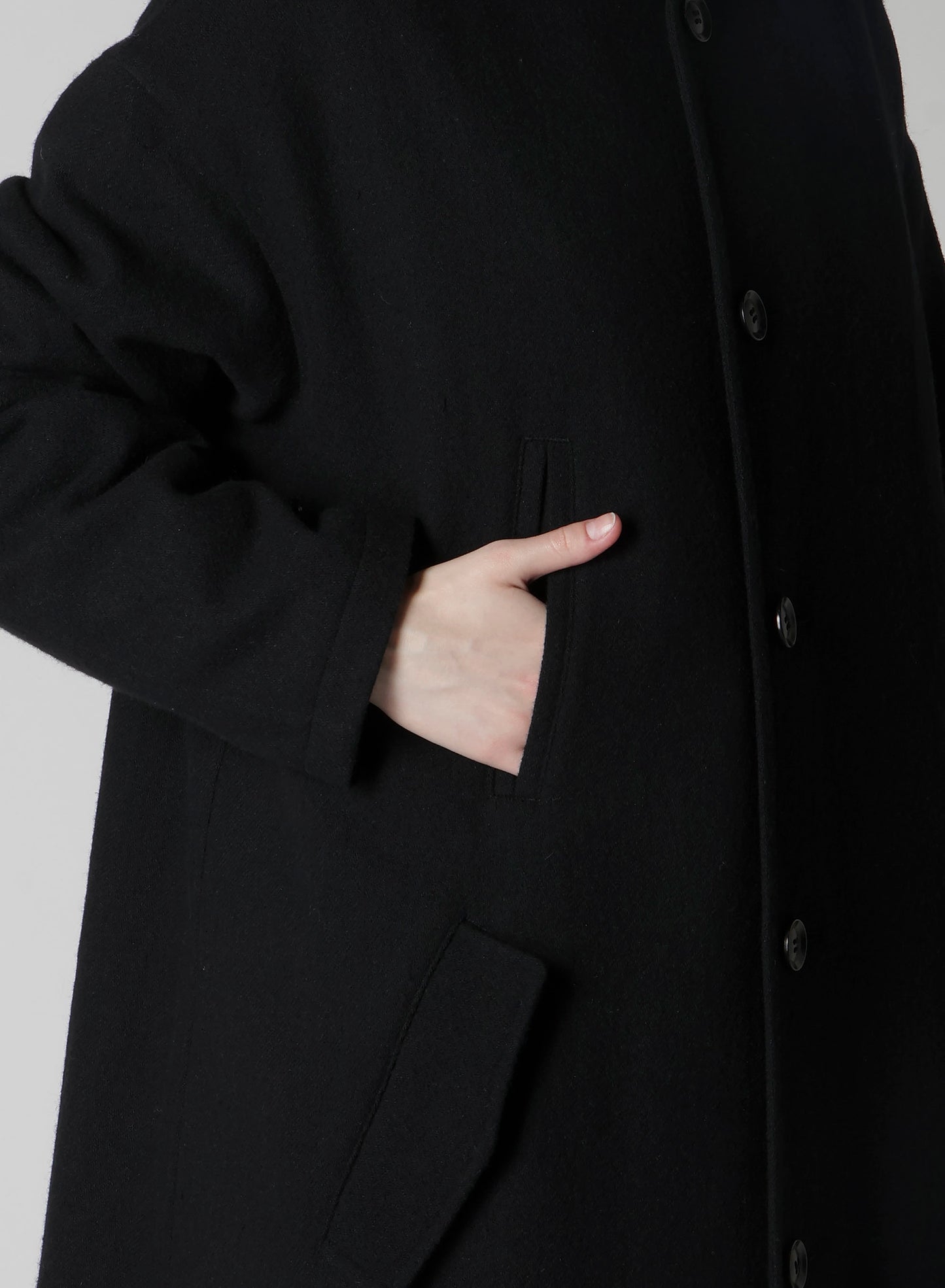 TOP VINTAGE FLANNEL COLLARLESS COAT