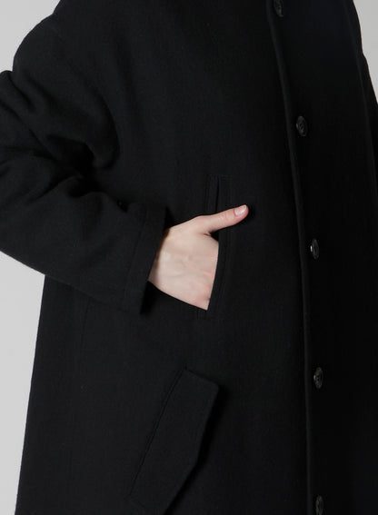 TOP VINTAGE FLANNEL COLLARLESS COAT