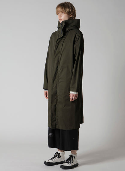 COTTON TWILL GARMENT DYE HOODIE COAT