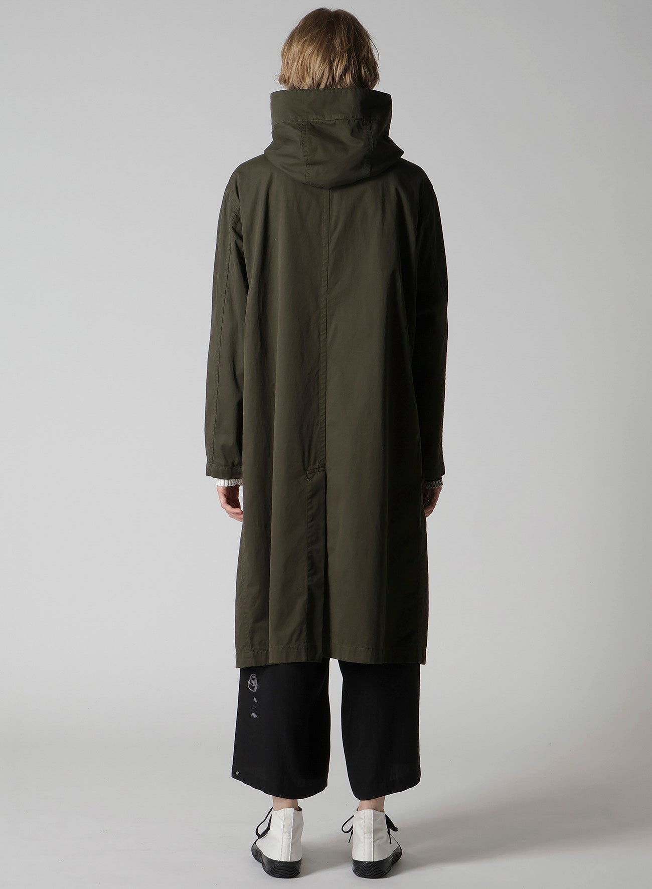 COTTON TWILL GARMENT DYE HOODIE COAT
