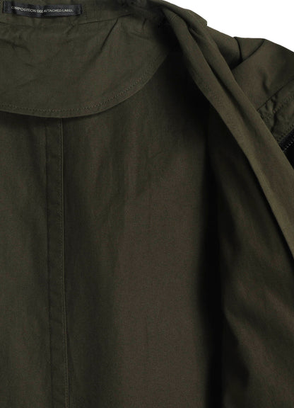 COTTON TWILL GARMENT DYE HOODIE COAT