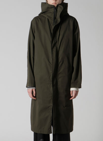 COTTON TWILL GARMENT DYE HOODIE COAT