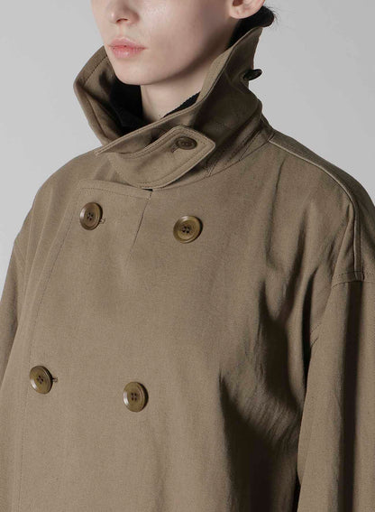 COTTON LINEN TWILL HALF PEA COAT