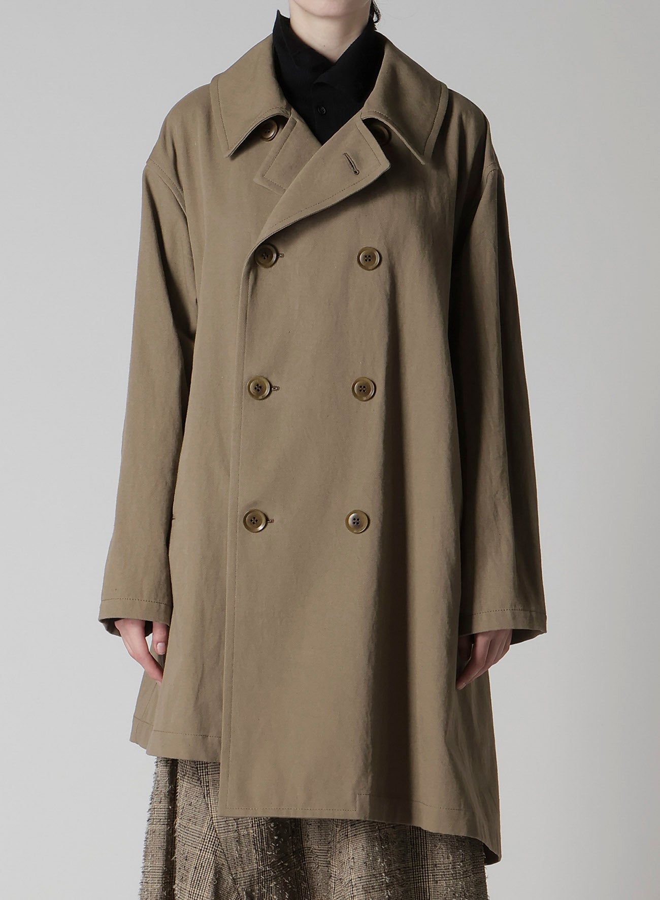 COTTON LINEN TWILL HALF PEA COAT