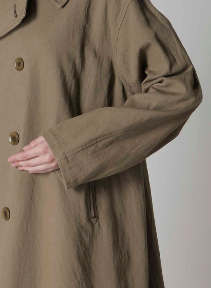 COTTON LINEN TWILL HALF PEA COAT