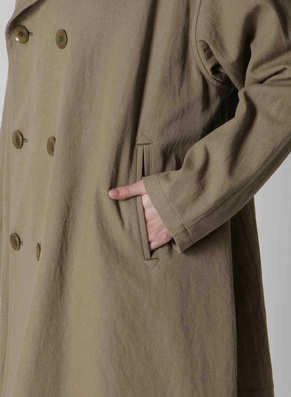 COTTON LINEN TWILL HALF PEA COAT