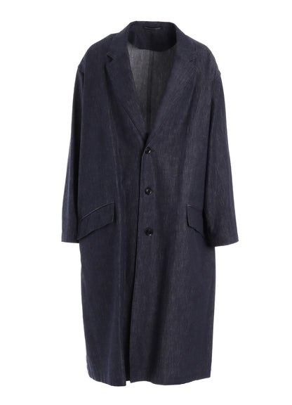 6OZ DENIM GARMENT FINISH 3-BUTTON TAILORED COAT