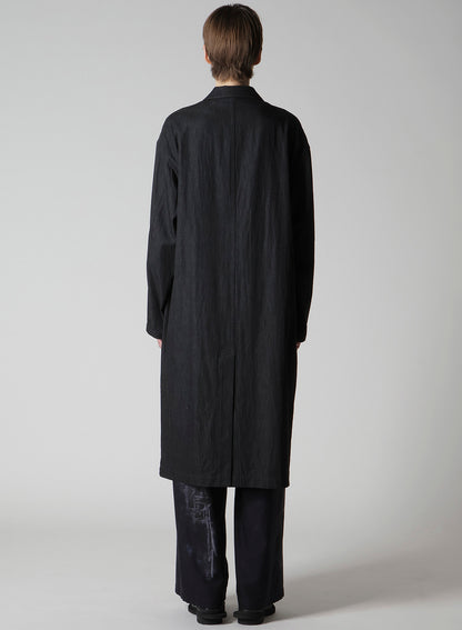 6OZ DENIM GARMENT FINISH 3-BUTTON TAILORED COAT