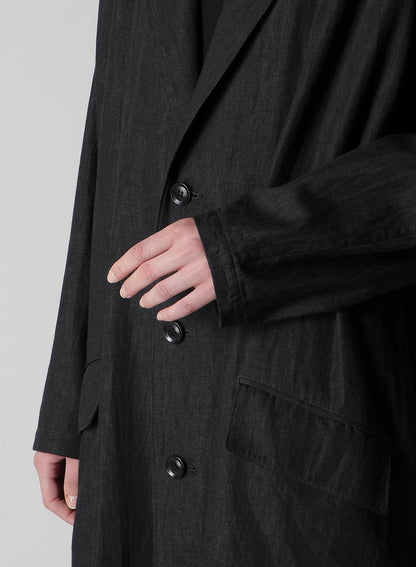 6OZ DENIM GARMENT FINISH 3-BUTTON TAILORED COAT