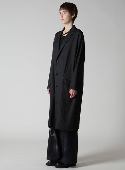 6OZ DENIM GARMENT FINISH 3-BUTTON TAILORED COAT