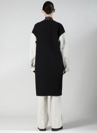 CABLE JQ KNIT COLLERLESS COAT