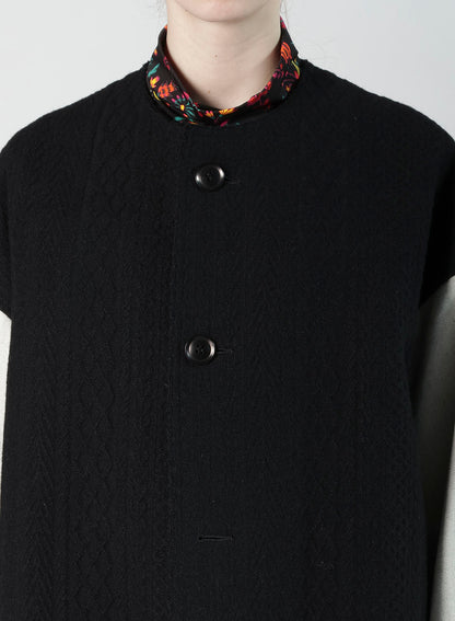 CABLE JQ KNIT COLLERLESS COAT