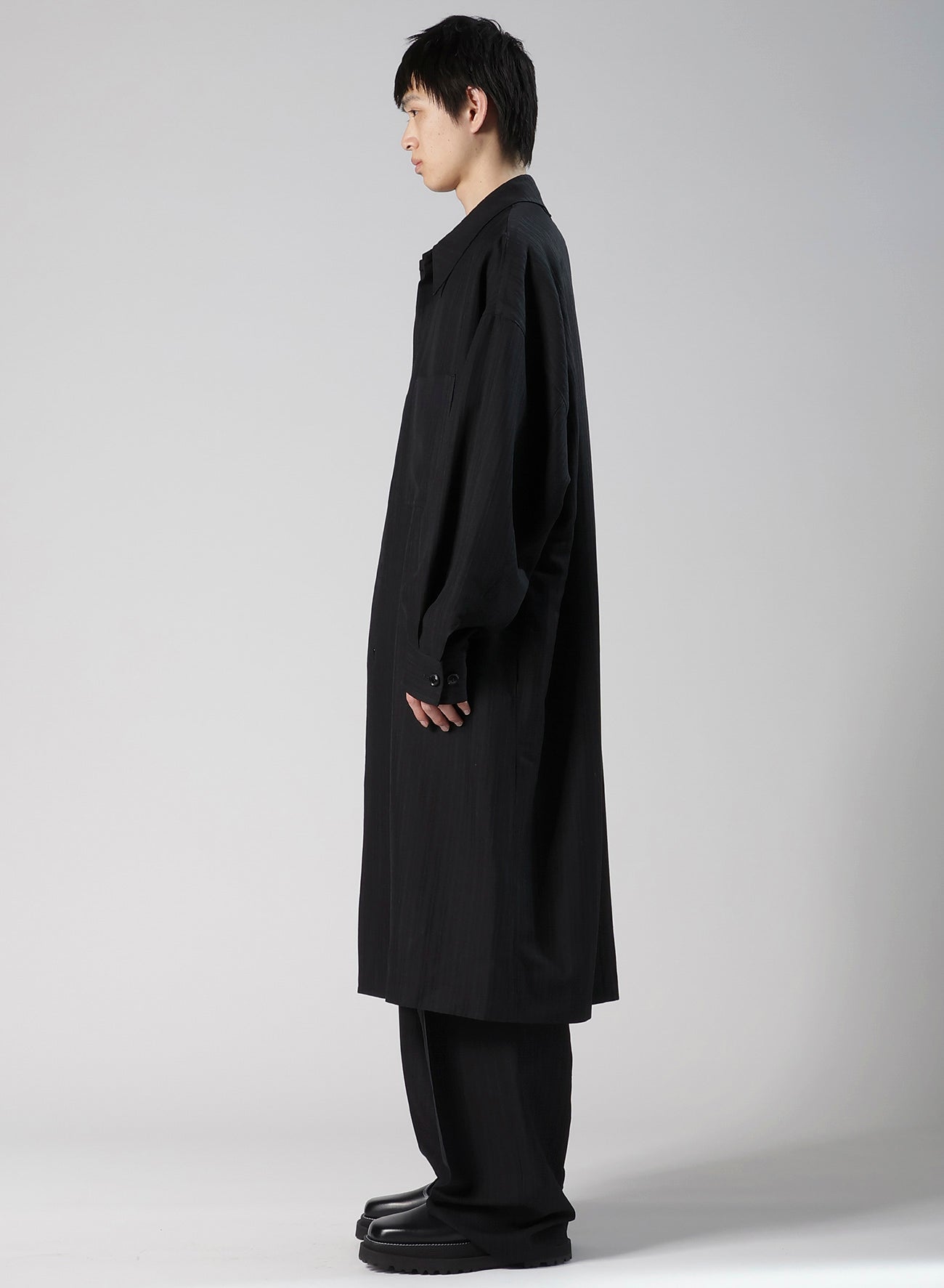 VISCOSE TWEED STRIPE LONG COAT