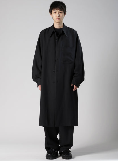 VISCOSE TWEED STRIPE LONG COAT