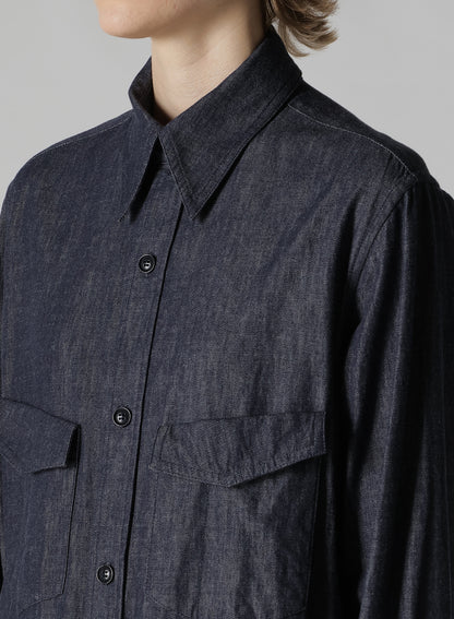 6OZ DENIM GARMENTFINISH MILITARY SHIRT DRESS